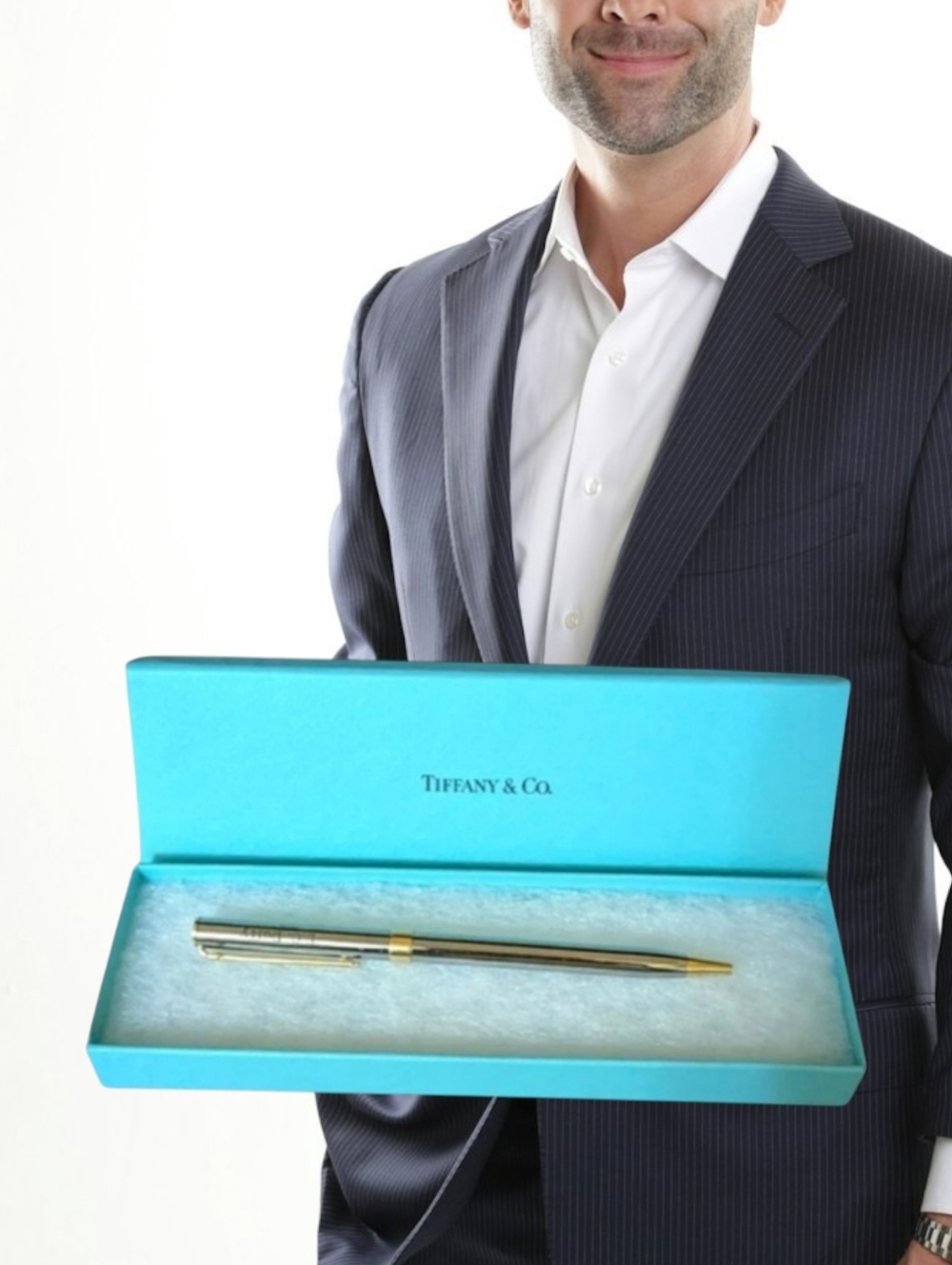 Tiffany & Co Sterling Silver Ballpoint Pen Vintage Estate Piece with Blue Box